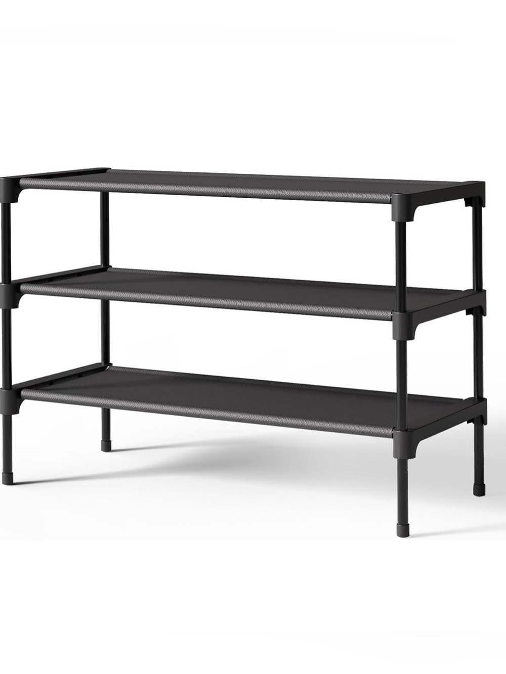 3-Tier Black Metal Shelving Unit